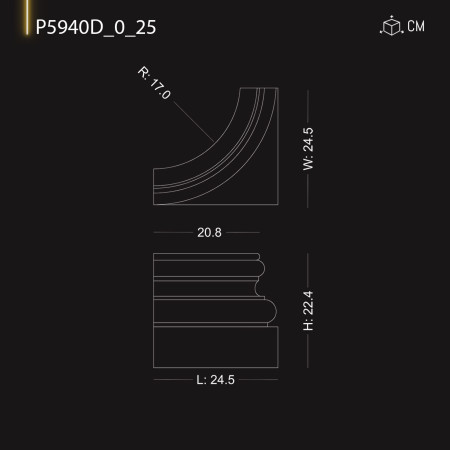 P5940D_0_25 Coloană din poliuretan .Capitel coloană decorativ doric