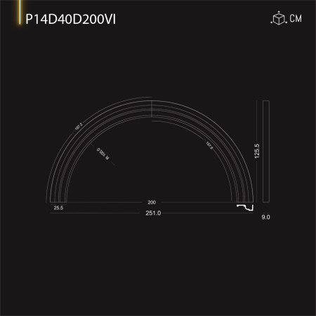 P14D40D200VI Perete decorativ cu model poliuretan arcada semirotunda si stalp rotund