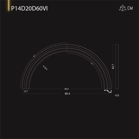 P14D20D60VI Decorațiune din poliuretan pentru margine de arcada semirotunda de exterior.  Modele de profile pentru arcade. Tipuri de stalpi.