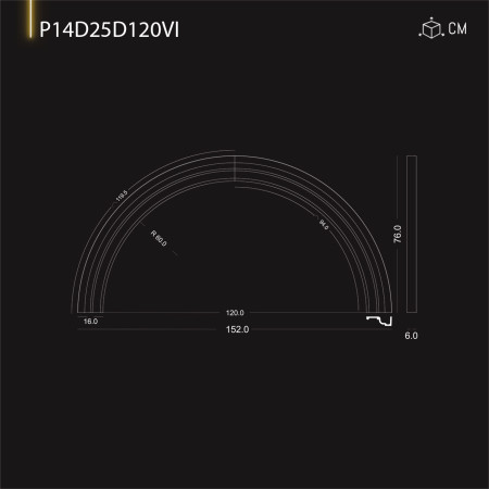 P14D25D120VI Poliuretan cu model arcada semirotunda