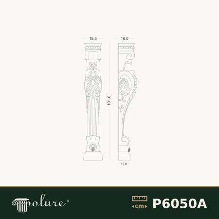 Consolă Decorativă Sculptată Poliuretan 16x16x101 cm