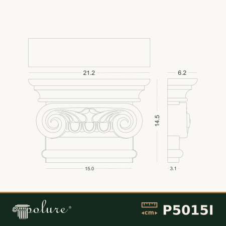 P5015I Poliuretan Capitel Ionic Pilastru Modele Capitel Pilastru Poliuretan Model Ionic 6x21x15 cm