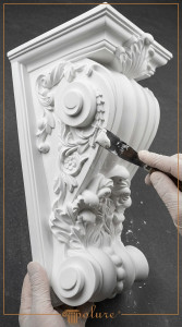 P6034 Poliuretan Consolă (Suport Decorativ) Modele Consolă Decorativă din Poliuretan cu Motive de Acant 36x57 cm
