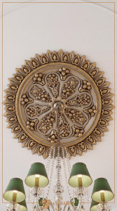P641 Poliuretan Medalion (Element Central) Modele Rozetă Tavan din Poliuretan 66x66 cm cu Frunze de Acant