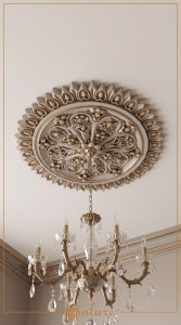 P641 Poliuretan Medalion (Element Central) Modele Rozetă Tavan din Poliuretan 66x66 cm cu Frunze de Acant