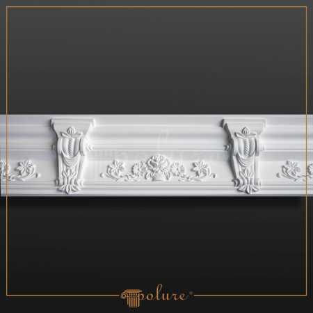 Cornișă Decorativă din Poliuretan cu Relief Floral 16x17 cm