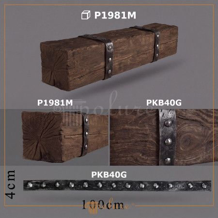 PKB40G Poliuretan Bandă Pentru Grindă Modele Bandă Decorativă din Cauciuc pentru Grinzi 4x104 cm