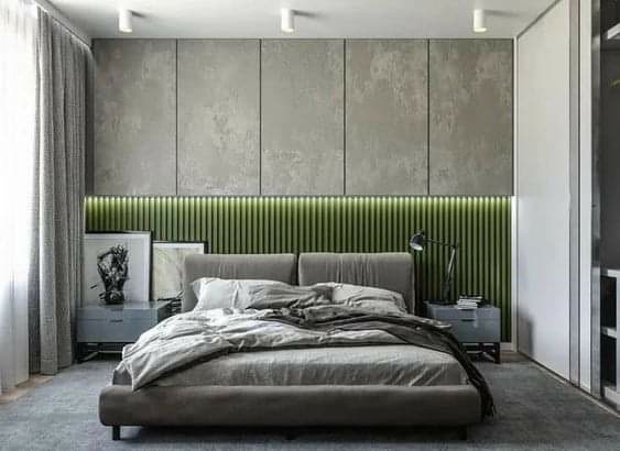 Panouri din poliuretan pentru dormitor modern cu textura de beton