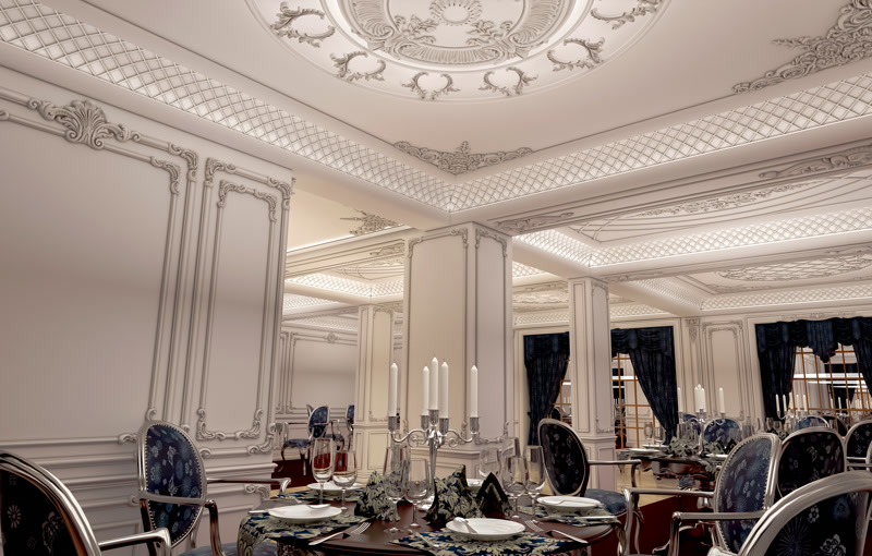 Rozetă din Poliuretan Decorativă cu Vopsea Mint și Aur Rozetă circulară din poliuretan model P672 în nuanță verde mentă cu ornamente florale aurii pentru tavan.