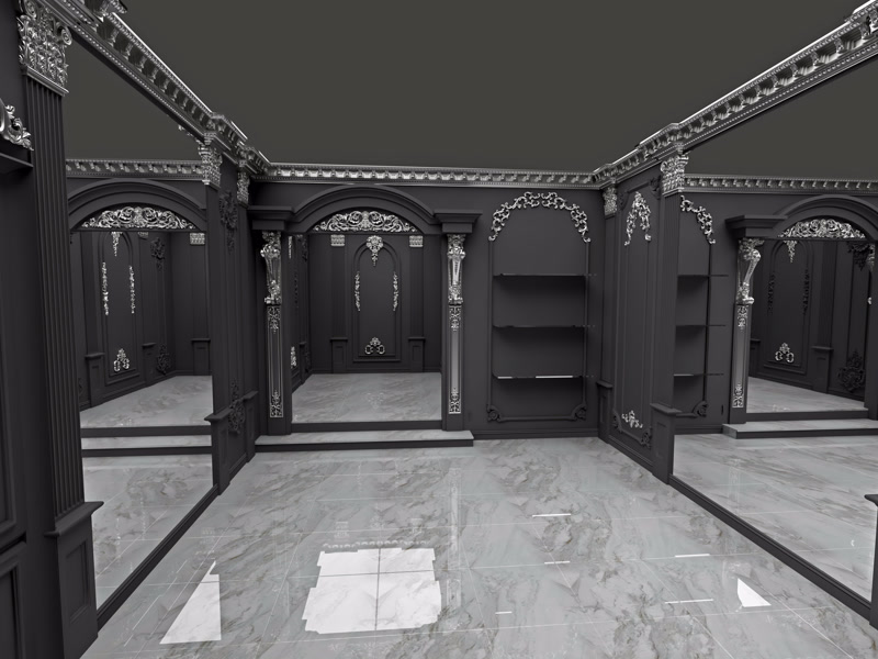 Decoratiuni din Poliuretan Negru si Argintiu pentru Dressing