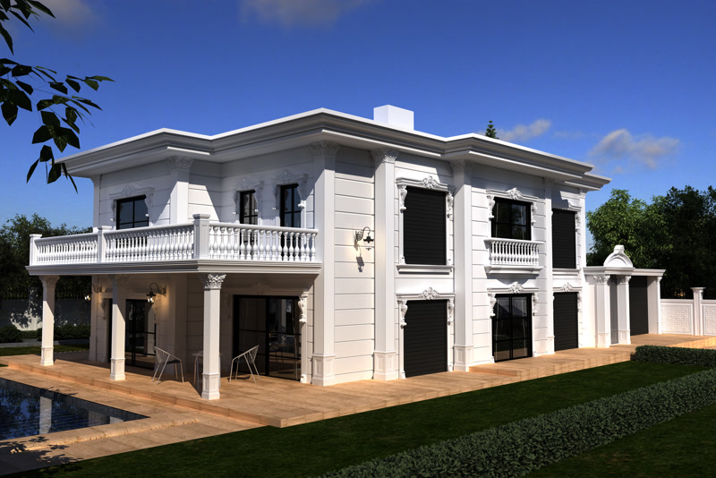 Fațade Decorative Poliuretan  Fațade decorative din poliuretan: cornișe, brâuri, ancadramente și pilaștri ușori, fără punți termice, rezistenți la îngheț și complet vo