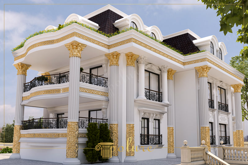 Design Exterior de Vila Clasica cu Elemente Din Poliuretan