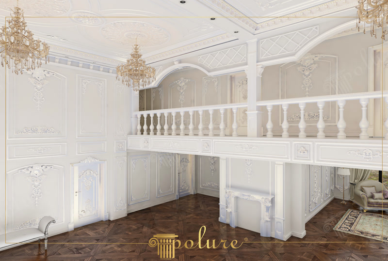 Cornișe Decorative Tavan  Cornișe decorative de tavan din poliuretan turnat: profil clar, montaj cu adeziv și posibilitate de iluminat ascuns cu bandă LED.