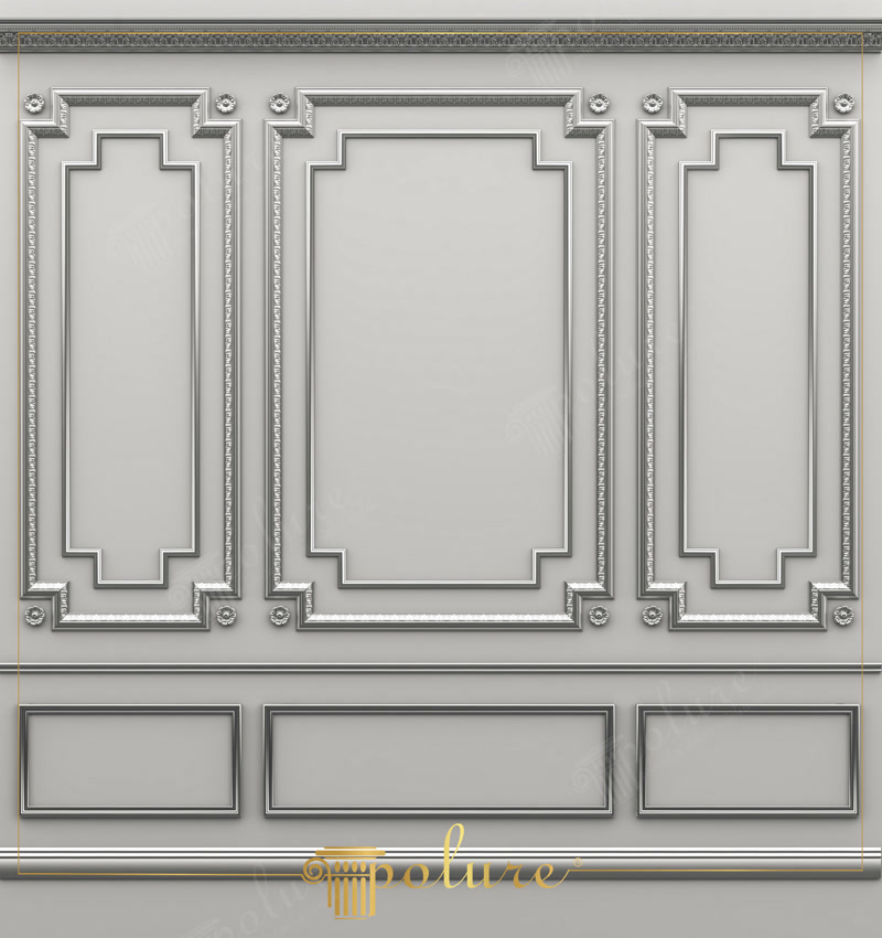 Panouri Decorative Boiserie  Boiserie din poliuretan: casete decorative de perete cu profile turnate, tăiate la 45 de grade și lipite cu adeziv, gata de chituit și vopsit.