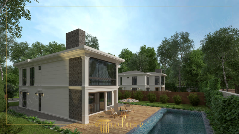 Poliuretan Exterior pentru Fațadă de Vilă cu Piscină