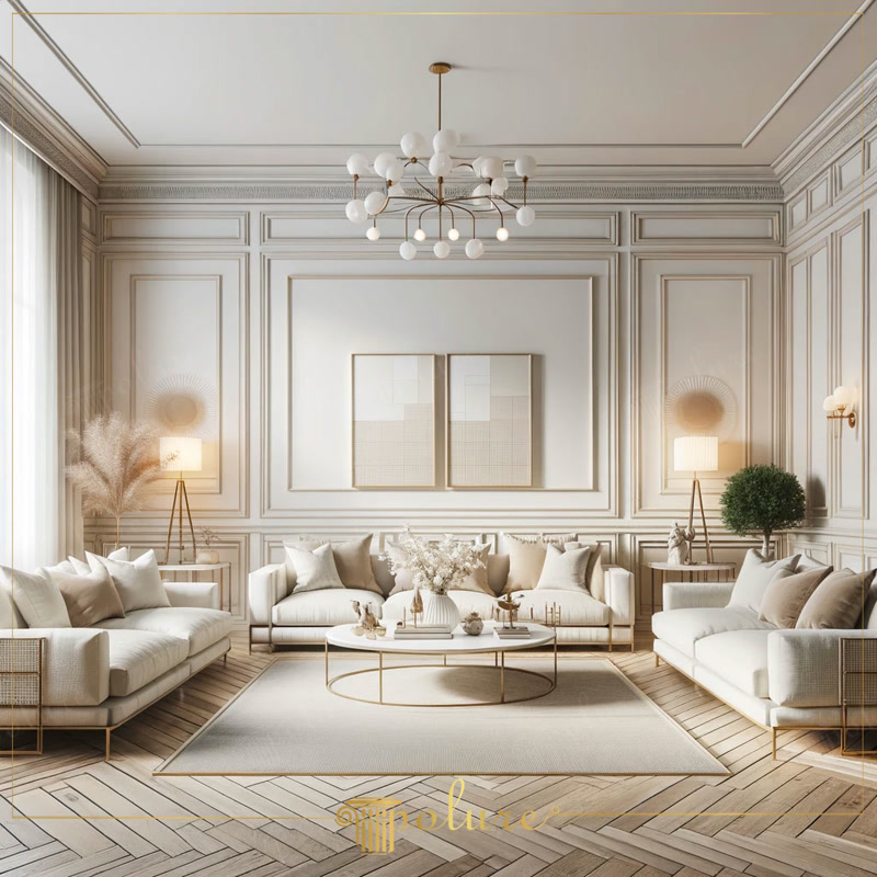 Poliuretan Decorativ Perete Living - Modele Profil Poliuretanul decorativ pentru perete oferă sufrageriei noastre o atmosferă caldă, transformând un spațiu simplu de zi într-un loc primitor pentru întreaga familie. Când am început proiectul de amenajare a salonului, ne-am dorit ca suprafețele verticale să nu rămână plane, ci să capete o structură tridimensională capabilă să creeze jocuri subtile de lumină. Alegerea unor profile cu o densitate ridicată de 150-220 kg/m³ (țintă ~160 kg/m³) a fost soluția ideală pentru a obține casete simetrice pe pereți, oferind încăperii o eleganță relaxată și o organizare vizuală impecabilă. În fiecare dimineață, lumina naturală care pătrunde prin ferestrele mari evidențiază textura fină a profilelor, aducând un sentiment de liniște în căminul nostru.
Pentru structura principală a panourilor am ales profile mai late precum P85002 și P85003, care delimitează cadre mari pe verticală, dând impresia unui tavan mult mai înalt. În interiorul acestor rame principale, am adăugat baghete mai subțiri din gama P85008 și P85010 pentru a crea un contur dublu plin de rafinament. Tranzițiile la colțuri și detaliile de îmbinare realizate cu modelele P85015 și P85016 oferă un finisaj curat, similar stucaturilor clasice din ipsos, dar cu avantajul unei montări mult mai rapide și mai curate.
Pe lângă aspectul estetic, durabilitatea materialului este esențială pentru o familie activă. Aceste elemente din poliuretan au o rată de absorbție a apei sub 1% și își păstrează stabilitatea dimensională la temperaturi cuprinse între -100 °C / +80 °C. Astfel, pereții sunt protejați de lovituri accidentale, iar curățarea zilnică se face extrem de ușor cu o lavetă moale. Am aplicat o vopsea lavabilă într-o nuanță caldă de crem pe toată suprafața profilată, obținând un fundal cromatic unitar care se potrivește perfect cu parchetul din lemn masiv montat în stil spic de pește.
Atmosfera de seară devine extrem de primitoare datorită sistemului de iluminat bine gândit, care pune în valoare relieful pereților. Aplicele laterale și candelabrul cu globuri creează umbre calde pe profilatura P851350, P85403 și P85406 utilizată în zonele de trecere și la plintă. Această abordare de amenajare ne permite să ne bucurăm de un spațiu aerisit, confortabil și modern, în care fiecare detaliu reflectă atenția pentru calitatea vieții de zi cu zi.