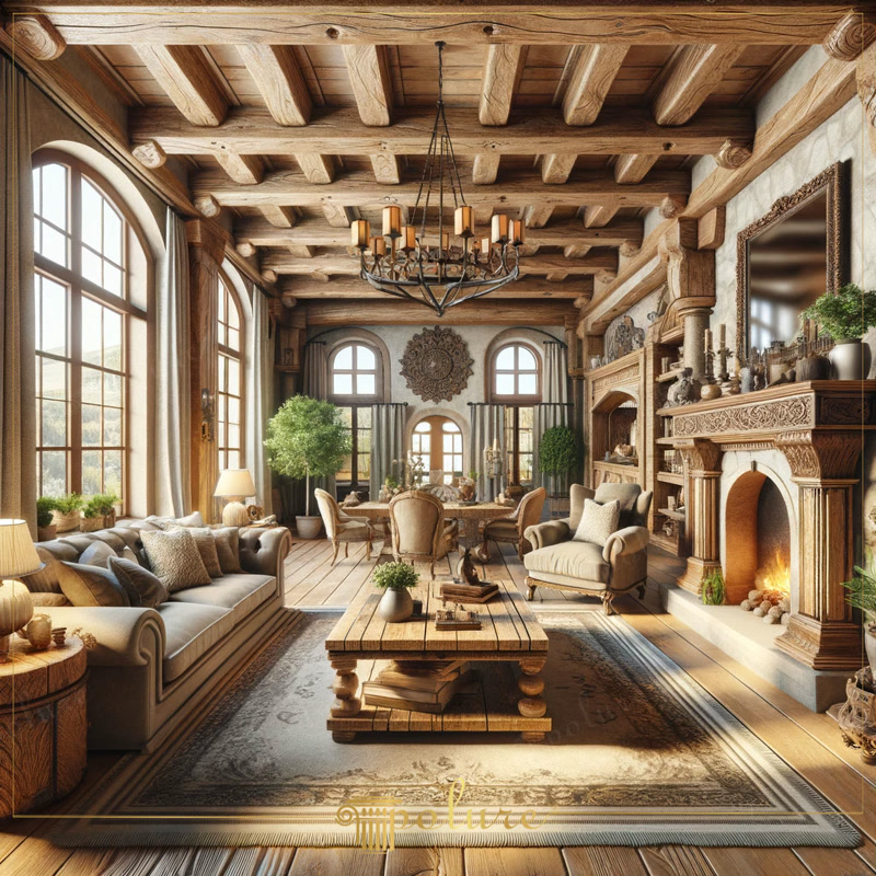 Decor Rustic pentru Salon  Idei de decor rustic pentru salon: grinzi decorative, console și profile cu aspect de lemn, ușoare și ușor de montat. Inspirație la Decoratiuni C