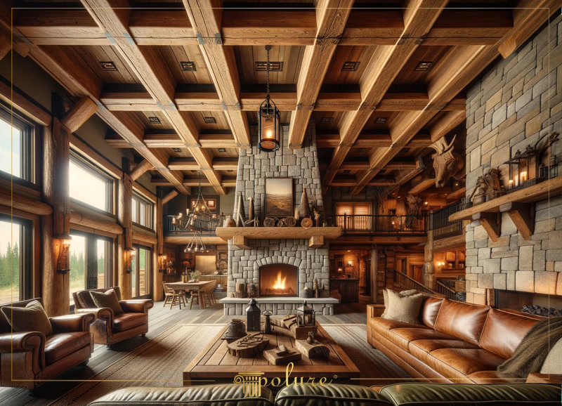 Amenajare Living Rustic  Idei de amenajare living rustic: grinzi decorative, console și panouri din poliuretan turnat, ușor de montat, amorsate din fabrică și gata de vops