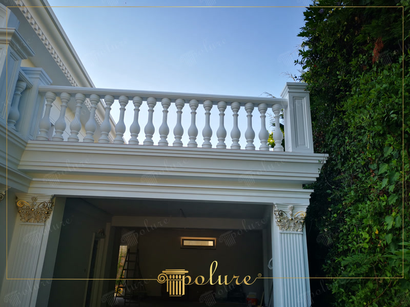 Polyurethane Column Corinthian Column Capital Jamb Eaves Molding Badastrol Building Entrance Classical Exterior Facade Design Architectural Ornament Outdoor Richness
