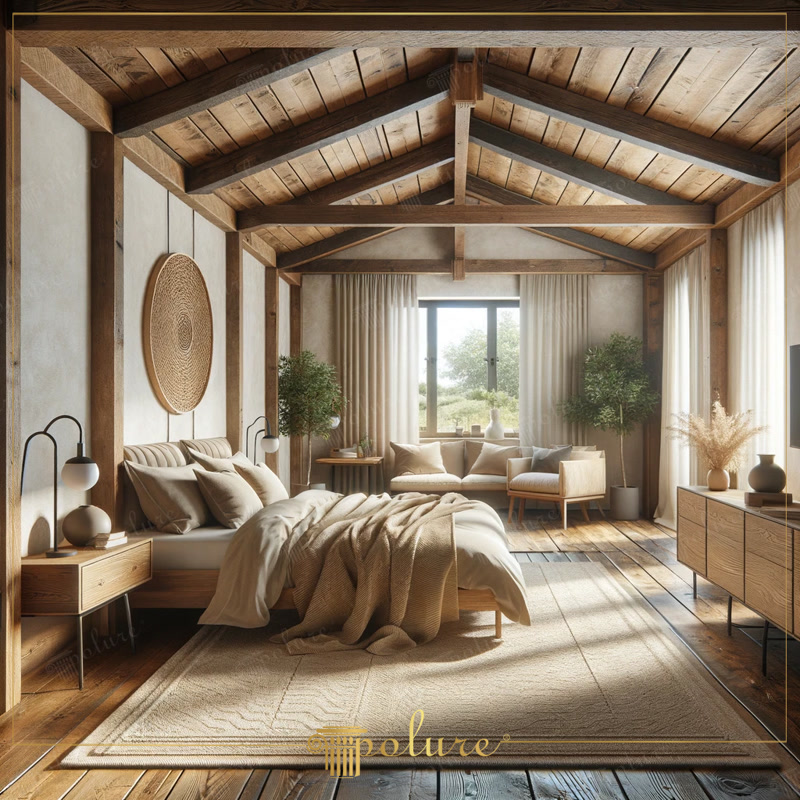 Grinzi din poliuretan pentru tavan rustic de dormitor Grinzile decorative din poliuretan reprezintă elemente arhitecturale ușoare folosite pentru a crea un tavan rustic cu aspect autentic de lemn. Când am amenajat acest dormitor la mansardă, ne-am dorit o atmosferă caldă, în care fiecare dimineață să înceapă cu senzația unui refugiu montan și cu o liniște absolută. Structura tavanului cu pante înclinate a devenit punctul central al camerei datorită profilelor ce imită fidel textura și patina buștenilor naturali, oferind confort vizual fără a încărca rezistența structurii.
Utilizarea elementelor din seria P1981 a transformat radical spațiul nostru de odihnă, oferind un cadru primitor și plin de personalitate. Cu o densitate optimă de 150-220 kg/m³ (țintă ~160 kg/m³), aceste grinzi nu solicită structura acoperișului și sunt extrem de durabile în timp. Rezistența materialului la variații de temperatură între -100 °C / +80 °C garantează o stabilitate dimensională excelentă, împiedicând fisurarea sau deformarea care apare adesea în cazul lemnului masiv neuscatsuficient.
În fiecare seară, lumina caldă a lămpilor de noptieră pune în valoare umbrele fine ale profilului sculptat, creând un joc optic relaxant înainte de somn. Absorbind o umiditate de sub 1%, poliuretanul previne apariția mucegaiului și menține un aer curat în dormitor. Nuanțele calde de bej, lenjeriile din in și covoarele moi din lână completează perfect textura brută a grinzilor, transformând camera într-un spațiu primitor în care întreaga familie se simte protejată.
Curățarea și întreținerea tavanului decorat sunt extrem de simple, fiind necesară doar o ștergere periodică cu o lavetă moale. Versatilitatea profilelor decorative permite adaptarea precisă la orice unghi al acoperișului, aducând acel farmec tradițional într-un cadru modern și aerisit. Rezultatul este un dormitor luminos, primitor și funcțional, în care stilul rustic se îmbină armonios cu cerințele vieții cotidiene.