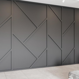Modern wall lath application pictures How to create a BIG design effect on a wall without any wall decor Adding trim work you guessed it