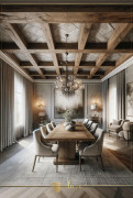 Living room Rustic decor Polyurethane log lattice ceiling work If you want to create a warm and contemporary atmosphere in your living room, the unique combination of rustic decoration and polyurethane log lattice