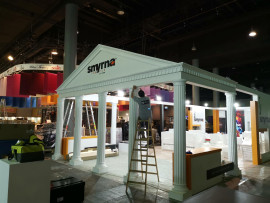 Design de decorare stand de târg Aplicație clasică antică de proiectare a standului de târg cu coloană din poliuretan și modele de montante pentru podea