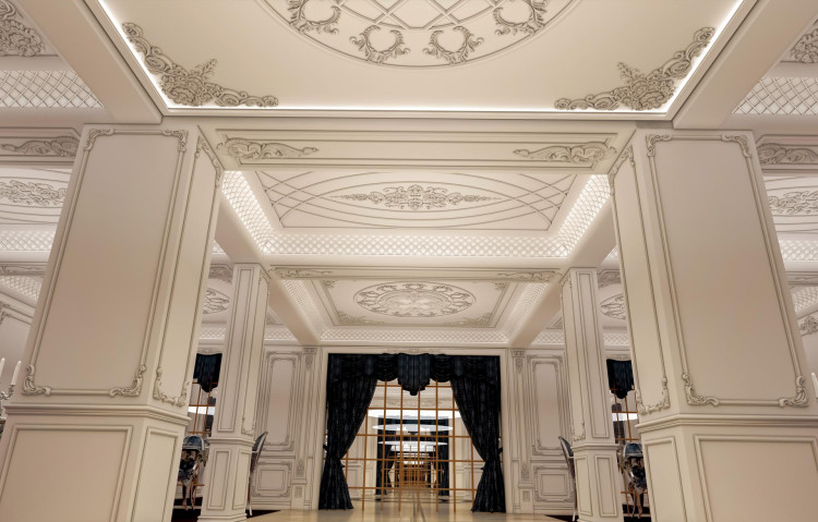 The Expression of Timeless Elegance: An Aesthetic Journey in Classical Interior Design This project is a unique project that offers an aesthetic journey of classical interior design. It adds a completely different atmosphere to interior spaces with the expression of timeless elegance, while the attention to detail and richness draws attention. The elegance of classical furniture, the magic of original patterns and handcrafted details add character and uniqueness to the spaces. Ceiling decorations, columns and carvings Craftsmanship details transform each space into a fascinating work of art. The color palette adds warmth and a luxurious atmosphere to interior spaces with its warm and rich tones. This project aims to offer an unforgettable experience by bringing an aesthetic journey of classical interior design to modern living spaces.