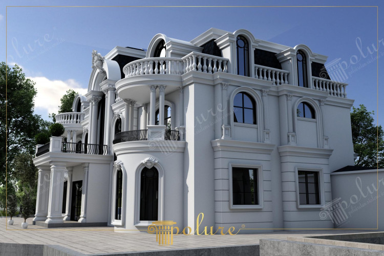 Modele exterioare de vile clasice care reflectă magnifica luxului Subliniază estetica luxului oferind un aspect strălucitor și elegant.Elementele arhitecturale clasice vin împreună cu decorațiuni detaliate, acoperiri bogate și detalii fascinante, adăugând o măreție unică la exteriorul vilei.Acest stil de modele exterioare sunt dotate cu ferestre mari. , reliefuri, coloane și tușe elegante.Acest stil, în care luxul și estetica clasică sunt în prim plan, modelele oferă un aspect atrăgător și adaugă o atmosferă de prestigiu vilei.