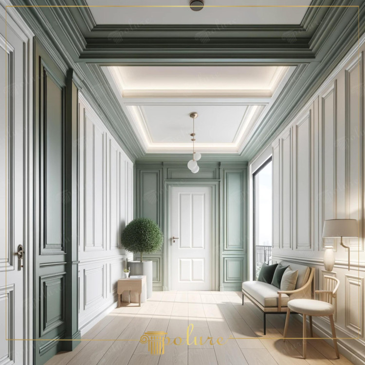 Atingerea modernă a poliuretanului estetic redefinit în decorarea coridorului Decorarea coridorului este o parte importantă a casei atât din punct de vedere funcțional, cât și din punct de vedere estetic și rolul lor în decorarea coridorului prin crearea unui mediu luminos și spațios Lamelele din poliuretan în tonuri verzi, compatibile cu podele și pereți de culoare deschisă, creează un contrast elegant și creează o adâncime vizuală Înălțimea spațiului completează această integritate estetică și întărește eleganța coridorului Atunci când este combinată cu avantajele de durabilitate și de întreținere ușoară a materialelor din poliuretan, acest coridor promite un spațiu de locuit estetic și practic Decorul modern al coridorului nu numai că aduce eleganță modernă casei tale, ci oferă și un finisaj de lungă durată și de înaltă calitate.