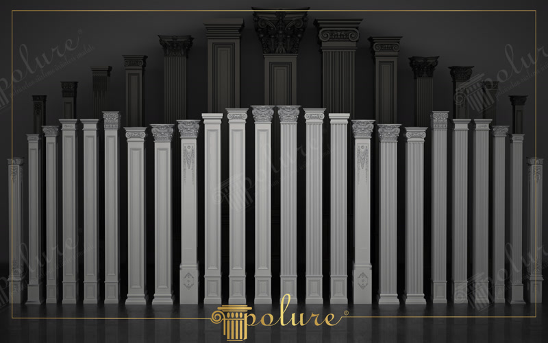 Gama de pilastri din poliuretan P5020 cu capituluri decorate si canale verticale pentru decor interior clasic