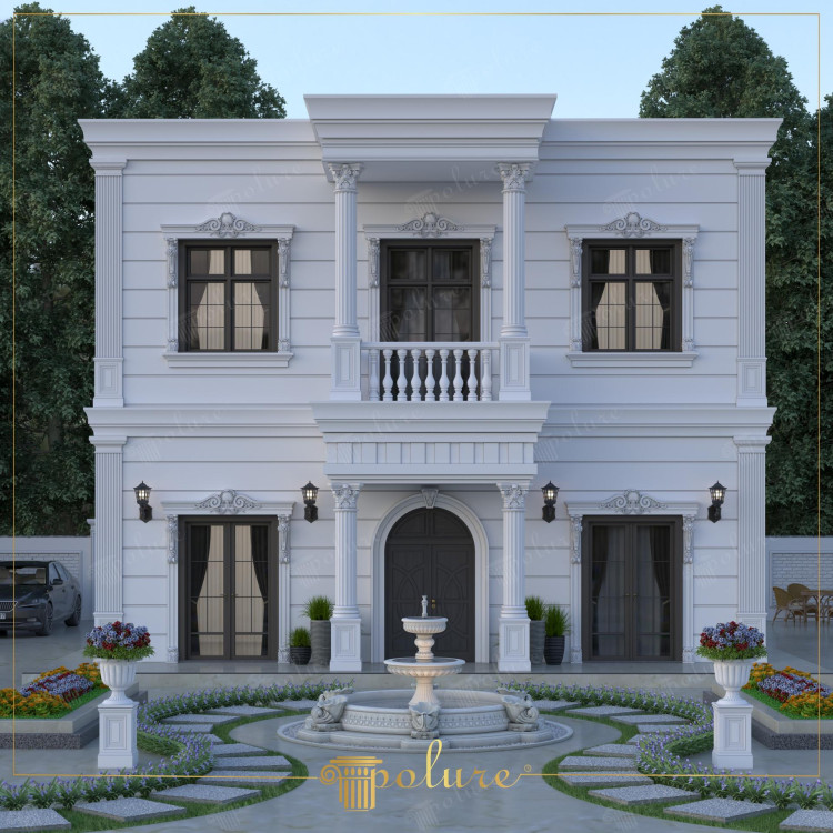 Atingeri estetice cu modele de coloane și stâlpi din poliuretan în decorarea exterioară neoclasică Arhitectura neoclasică combină eleganța trecutului cu tehnologiile moderne de construcție, oferind un aspect prestigios și atrăgător în designul exterior. În special coloanele din poliuretan, capitelurile de coloană corintică, detaliile stâlpilor, mulurile de streașină și acoperirile de panouri din poliuretan sunt printre elementele importante care cresc valoarea estetică a clădirilor. Coloanele din poliuretan sunt frecvent preferate în aplicațiile exterioare datorită structurii lor ușoare și durabilității. Acest material de înaltă rezistență este unul dintre cele mai importante elemente decorative care completează măreția clădirilor în stil neoclasic. Coloanele din poliuretan, oferite în diferite dimensiuni și modele, sunt utilizate la intrarea în clădire și în suporturile de balcon, oferind un aspect simetric. Modelele de stâlp utilizate la ferestre, uși și linii de colț oferă un aspect elegant prin păstrarea integrității arhitecturale a clădirii. Molurile de streașină sunt profile decorative utilizate în partea inferioară a separațiilor acoperișului și podelei. Molurile de streasina, unul dintre elementele indispensabile ale stilului neoclasic, prezinta o pozitie puternica si nobila la exterior.