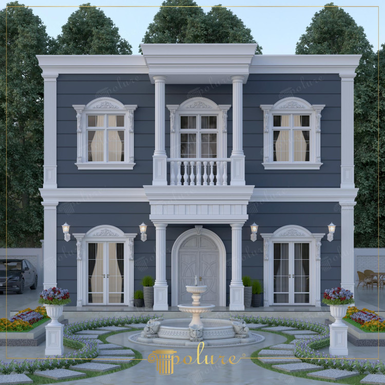 Aesthetics and Elegance with Polyurethane Column Capital, Jamb and Eaves Molding in Neoclassical Villa Design Neoclassical villa designs offer a timeless aesthetic by combining the elegance of classical architecture with modern structures. Polyurethane columns used in this style stand out with their detailed processing, column headings, jamb models that complete window and door frames, and eave moldings that add elegance to the roof line are important elements that strengthen the architectural identity of the structure. Polyurethane materials provide both aesthetic and functional advantages on the exterior of the villa thanks to their light structure and high durability. Columns and headings used especially in the terraces and balconies of neoclassical villas create a showy and prestigious appearance. These decorative elements provide visual depth to the structure, provide architectural integrity, and complete the exterior with an artistic touch.