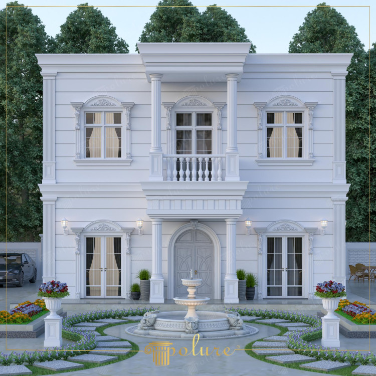 Aesthetics and Elegance with Polyurethane Column Capital, Jamb and Eaves Molding in Neoclassical Villa Design Neoclassical villa designs offer a timeless aesthetic by combining the elegance of classical architecture with modern structures. Polyurethane columns used in this style stand out with their detailed processing, column headings, jamb models that complete window and door frames, and eave moldings that add elegance to the roof line are important elements that strengthen the architectural identity of the structure. Polyurethane materials provide both aesthetic and functional advantages on the exterior of the villa thanks to their light structure and high durability. Columns and headings used especially in the terraces and balconies of neoclassical villas create a showy and prestigious appearance. These decorative elements provide visual depth to the structure, provide architectural integrity, and complete the exterior with an artistic touch.