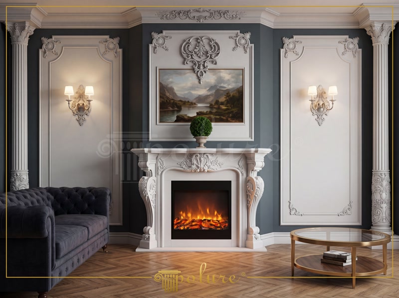 Șemineu Decorativ și Profile din Poliuretan pentru Living