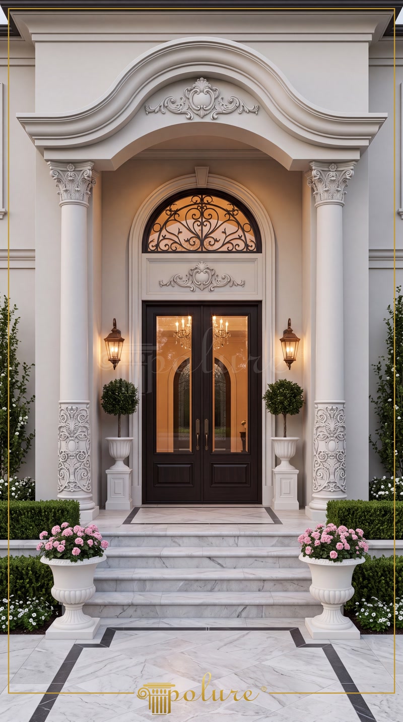 Coloane Decorative Fațadă  Coloane decorative pentru fațadă din poliuretan turnat: bază, fus și capitel, fus neted, canelat sau răsucit. Ușoare, rezistente la intemperii, 