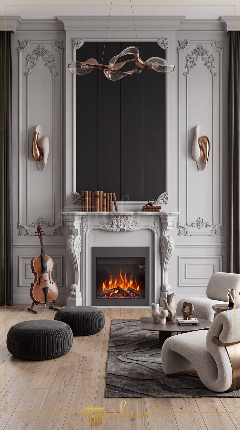 Seminee Decorative Poliuretan  Seminee decorative din poliuretan turnat: montanți, console și blat cu relief clar. Element ornamental de perete, ușor de montat și de vopsit.