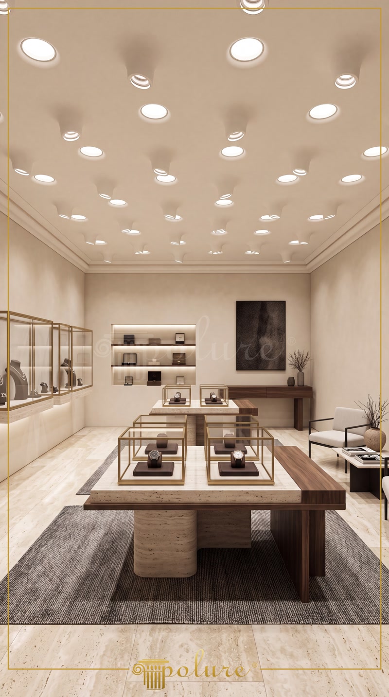 Tavan modern decorat cu profile din poliuretan P81376 și spoturi de iluminat încastrate în scafe PA501